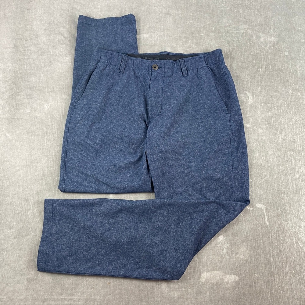 Under Armour Mens 34 x 32 Blue Golf Pants Heathered Performance Stretch